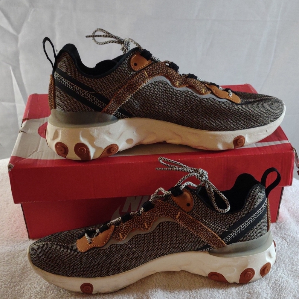 Nike React Black and Brown Sneakers with Rugged Design Sz. 8.5